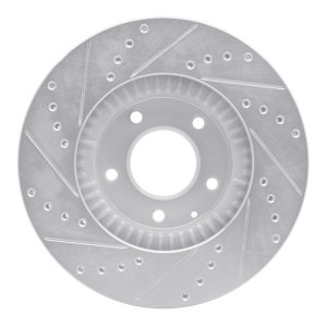 Mazda Millenia Brake Rotor (1) - Front Right - R1 Concepts - Drilled & Slotted - Silver - `01-`02